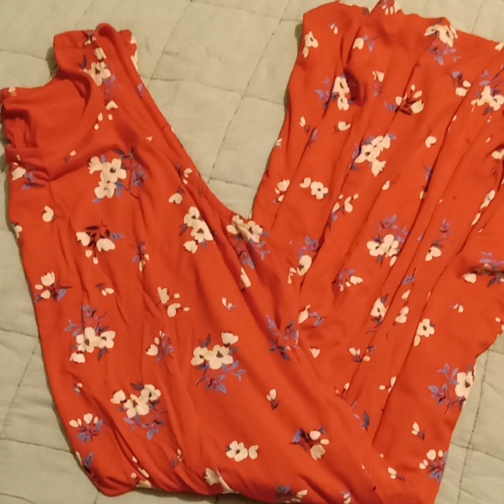 Old Navy Vibrant Orange Dress with Floral Design